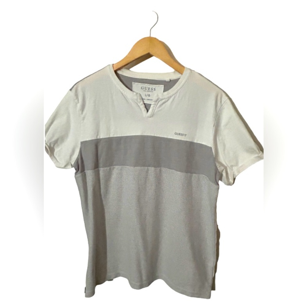 Guess- Men’s White and Grey Shirt